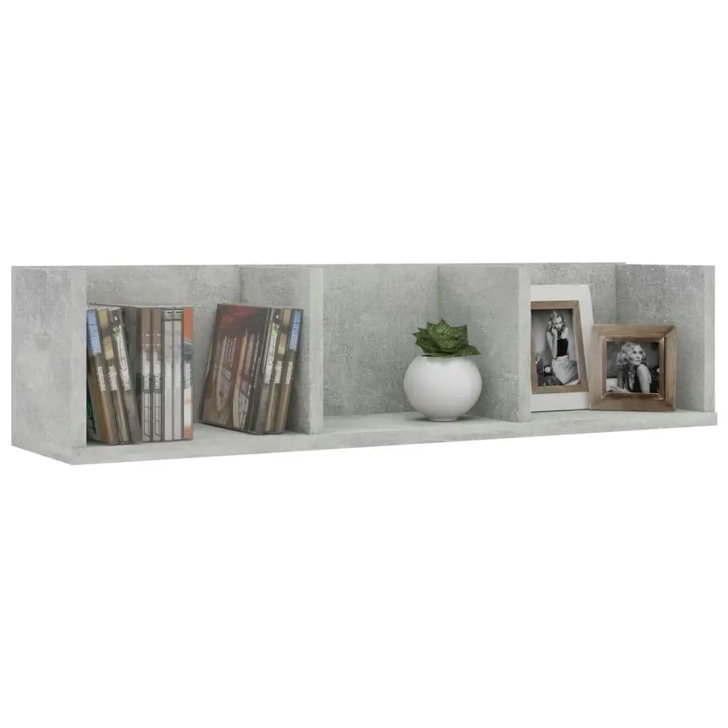 CD Wall Shelf Concrete Grey 75x18x18 cm Engineered Wood 801314