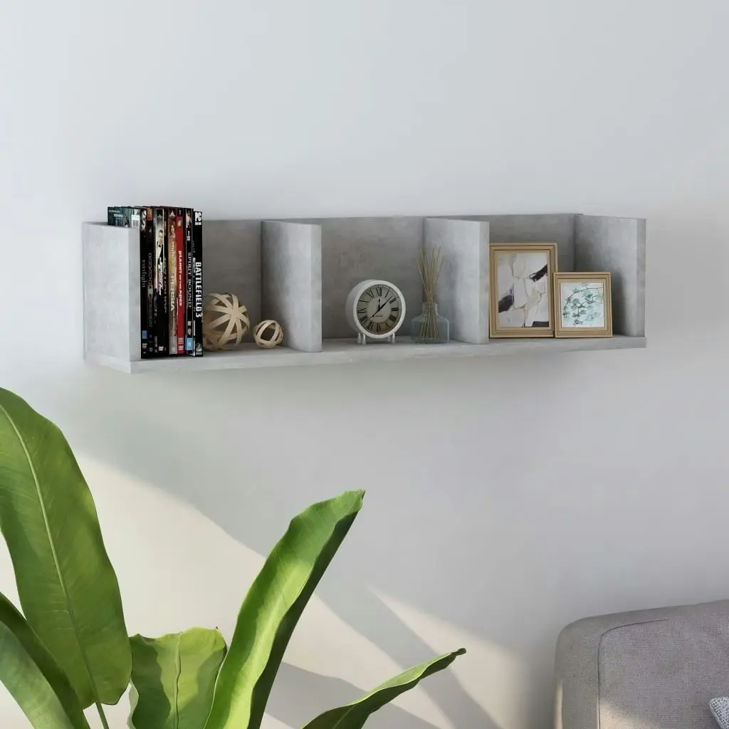 CD Wall Shelf Concrete Grey 75x18x18 cm Engineered Wood 801314