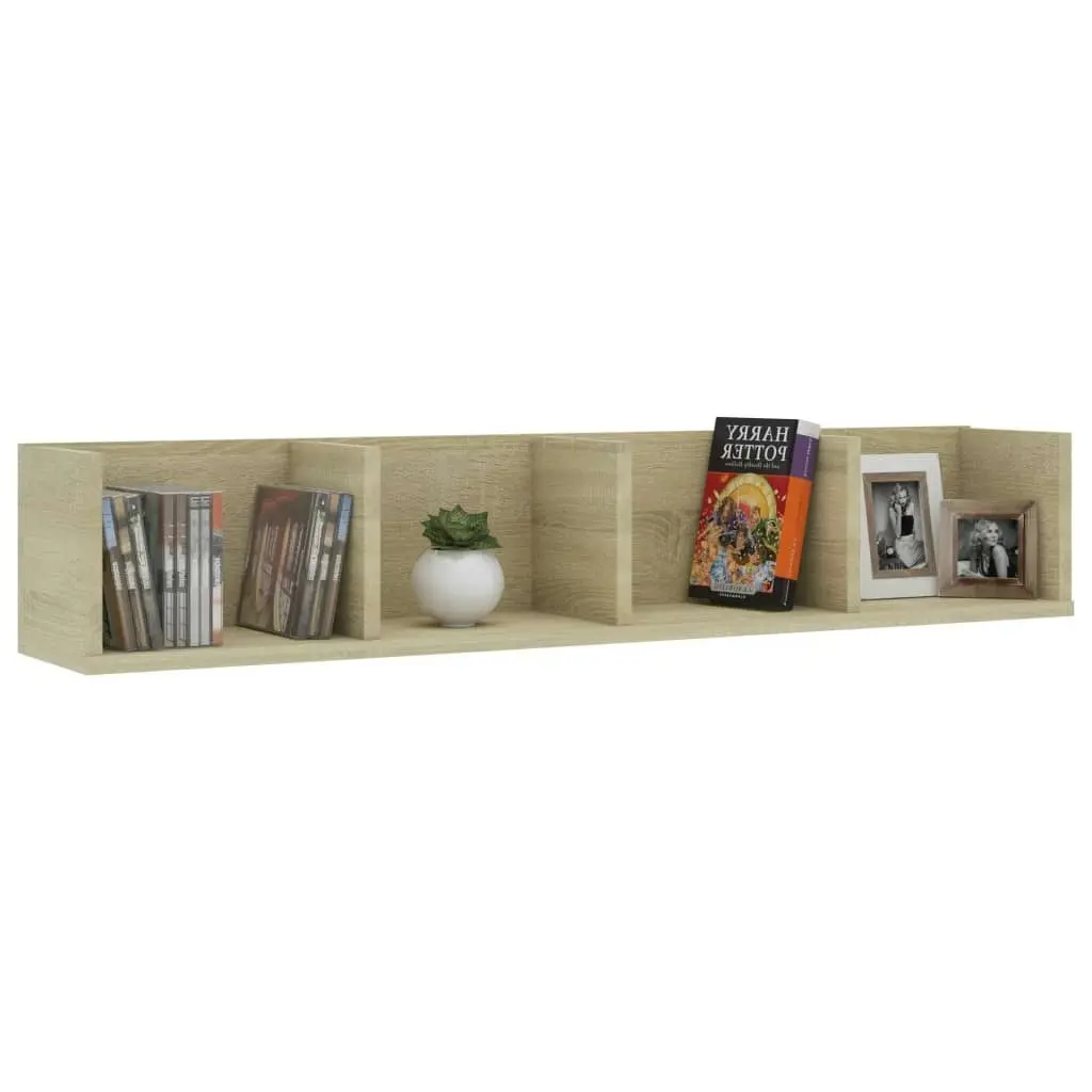 CD Wall Shelf Sonoma Oak 100x18x18 cm Engineered Wood 801322