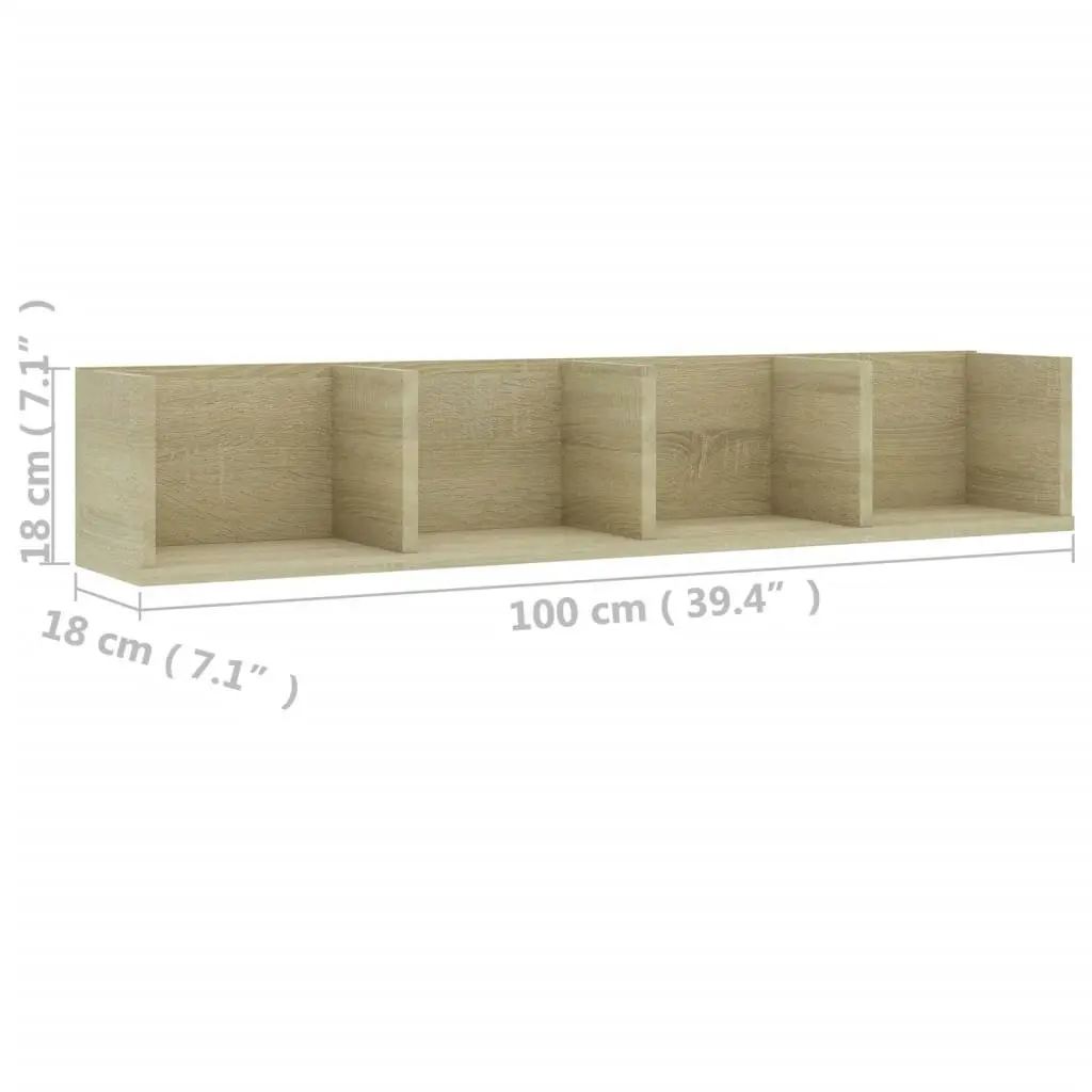 CD Wall Shelf Sonoma Oak 100x18x18 cm Engineered Wood 801322