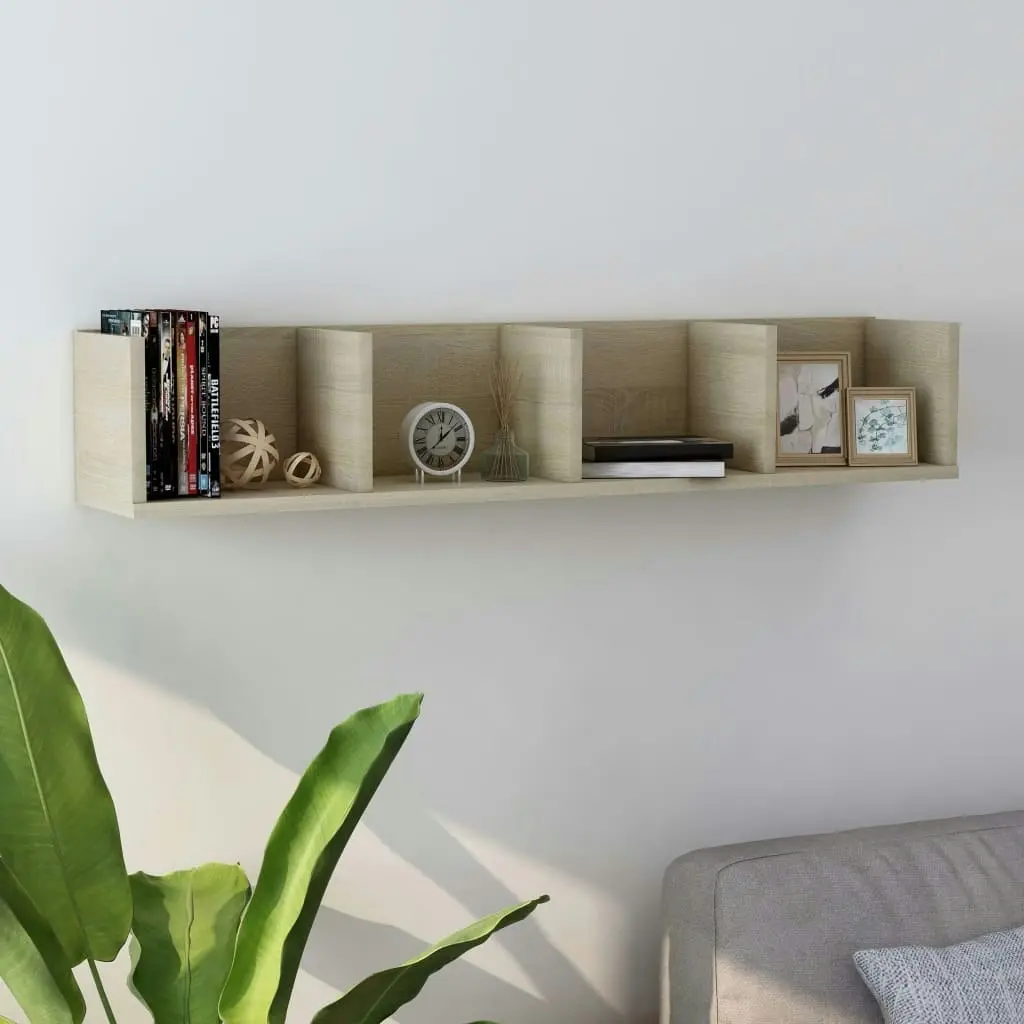 CD Wall Shelf Sonoma Oak 100x18x18 cm Engineered Wood 801322