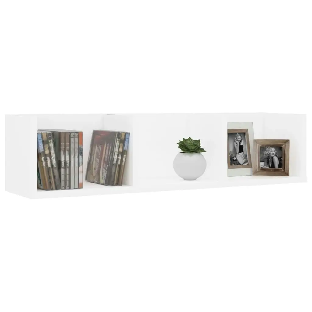 CD Wall Shelf White 75x18x18 cm Engineered Wood 801310