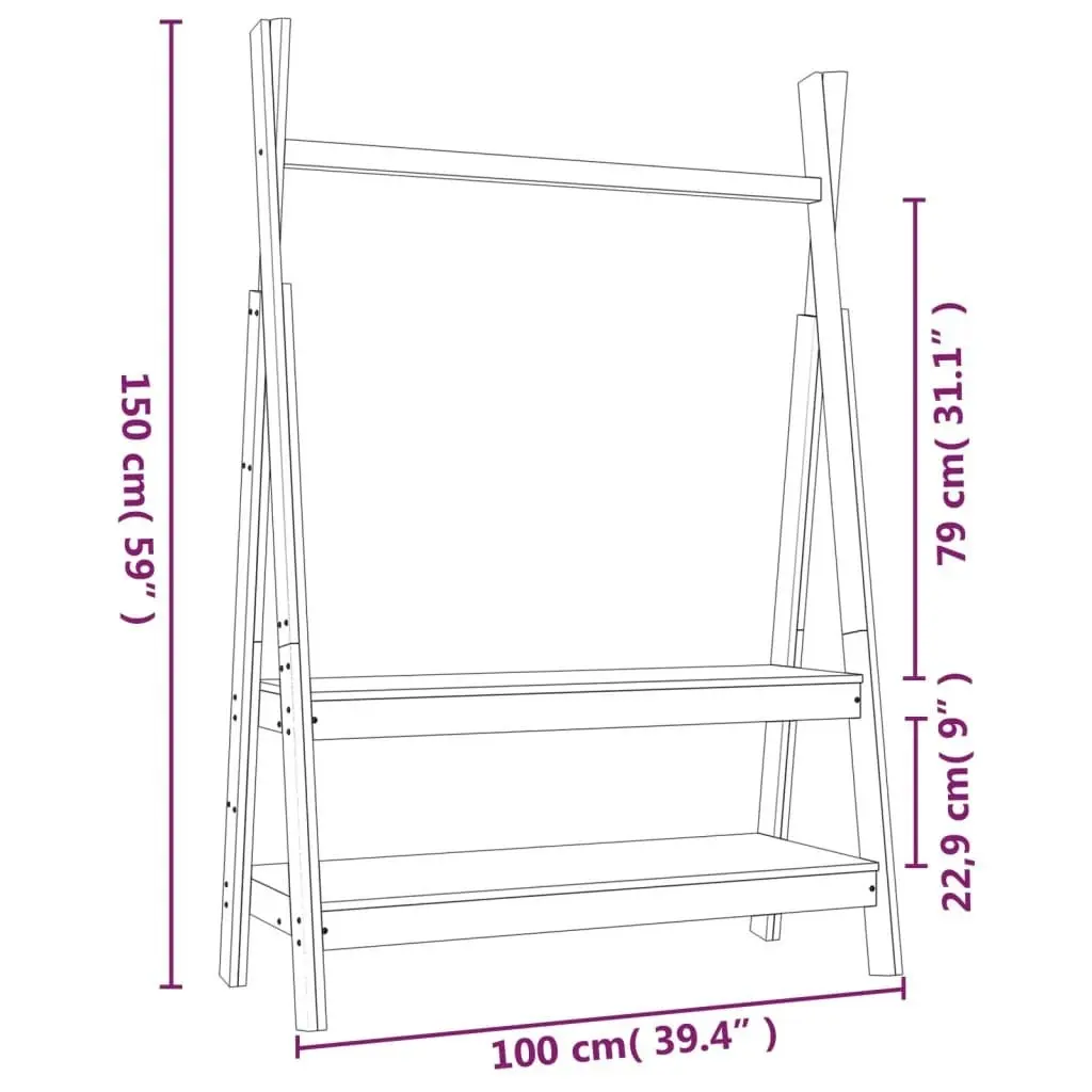 Clothes Rack 100x45.5x150 cm Solid Wood Pine 824988