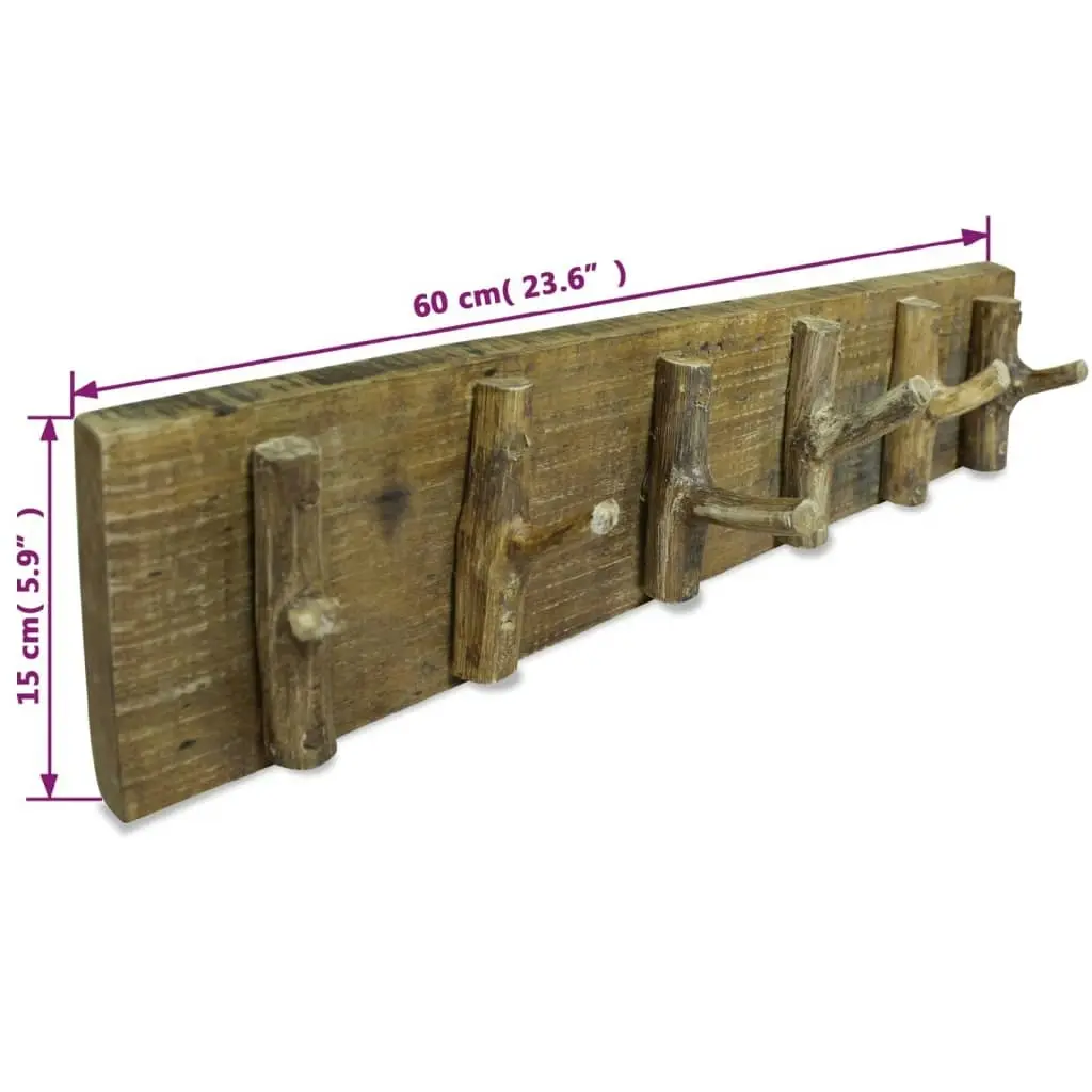 Coat Rack Solid Reclaimed Wood 60x15 cm 244501