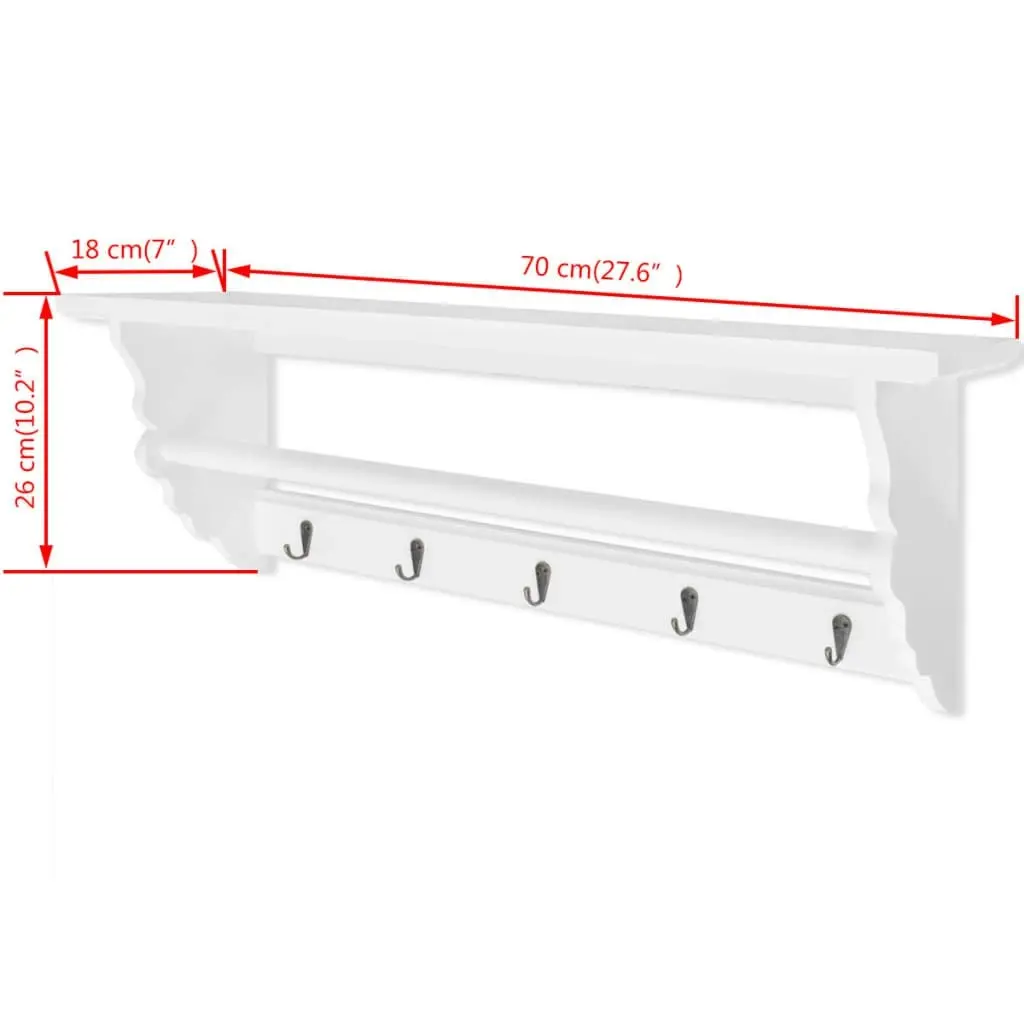 Coat Rack MDF White Baroque Style 242644