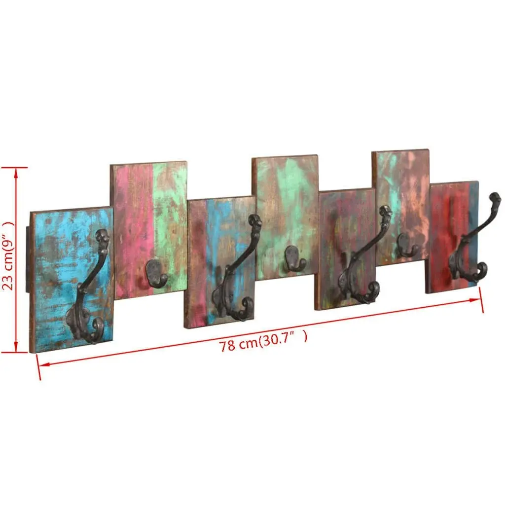 Coat Rack with 7 Hooks Solid Reclaimed Wood 243460