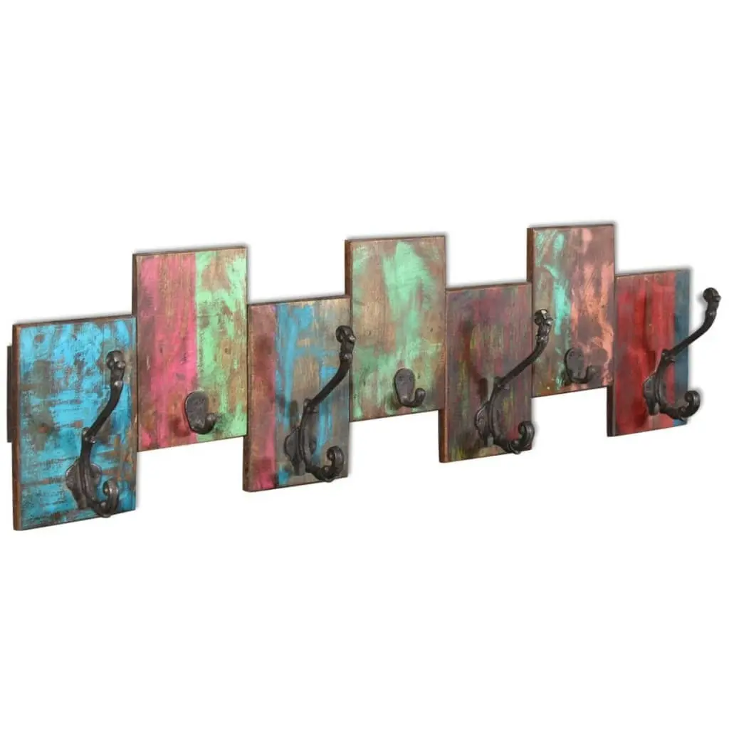 Coat Rack with 7 Hooks Solid Reclaimed Wood 243460