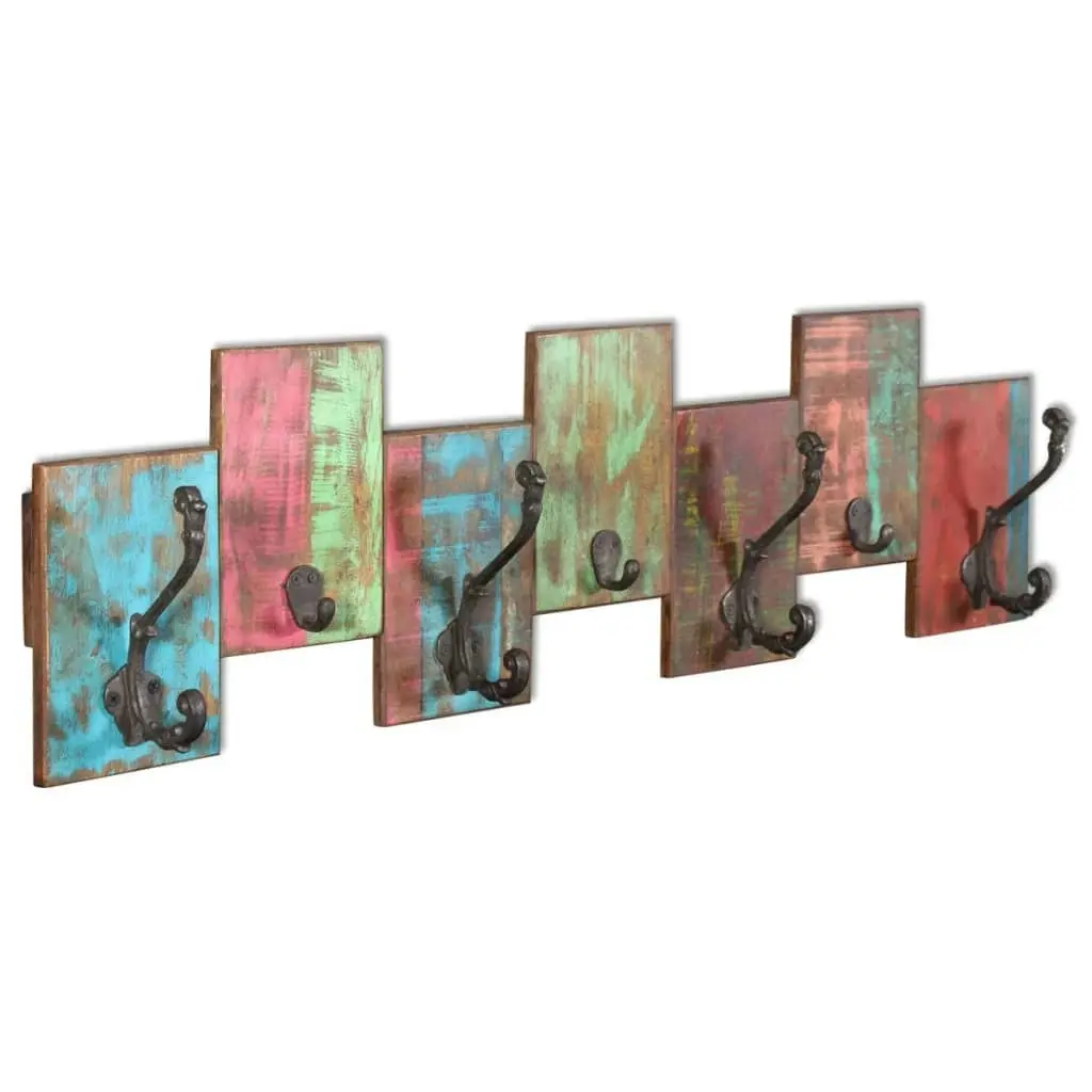 Coat Rack with 7 Hooks Solid Reclaimed Wood 243460