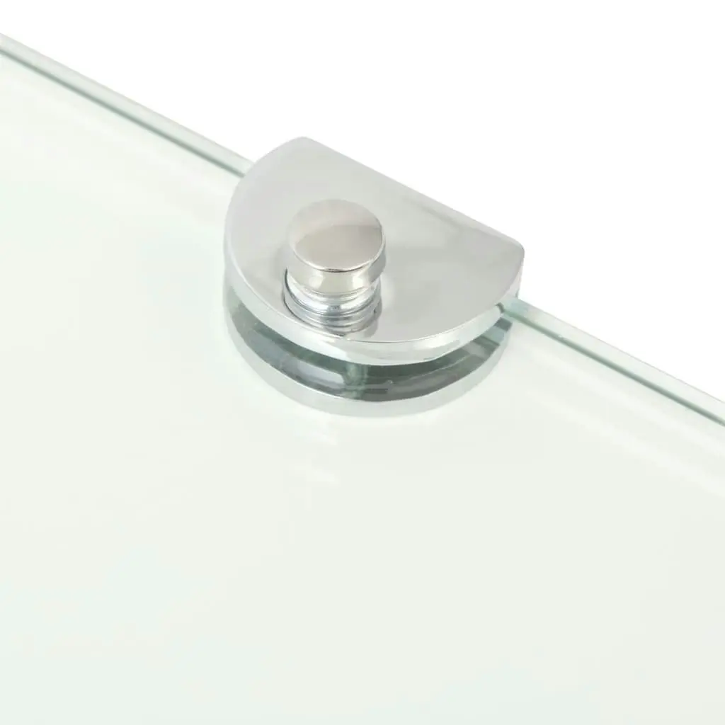 Corner Shelf with Chrome Supports Glass Clear 25x25 cm 243852