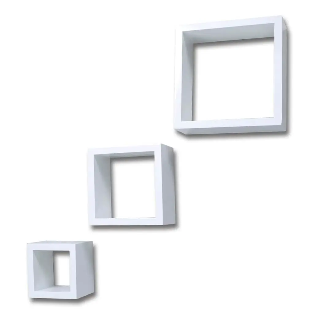 Cube shelf set of 3 white 240347