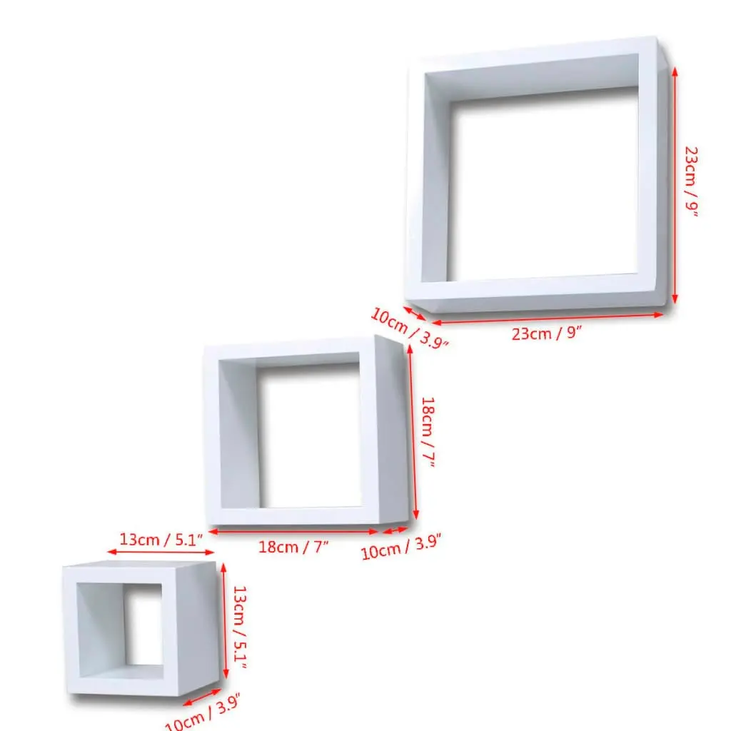 Cube shelf set of 3 white 240347