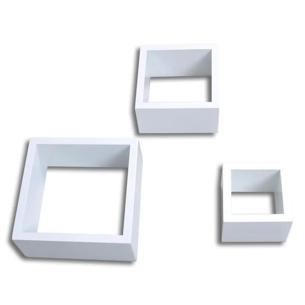 Cube shelf set of 3 white 240347