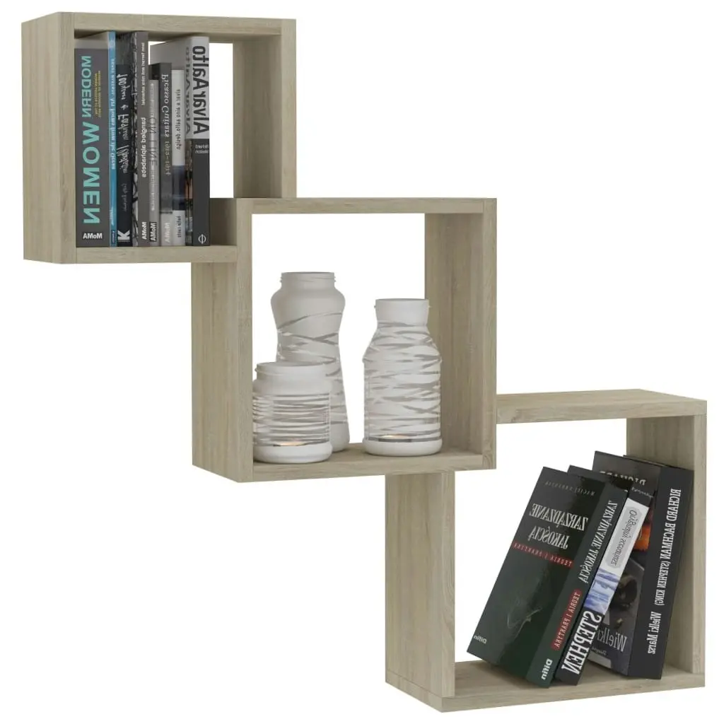 Cube Wall Shelves Sonoma Oak 68x15x68 cm Engineered Wood 800273