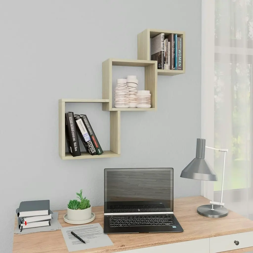 Cube Wall Shelves Sonoma Oak 68x15x68 cm Engineered Wood 800273