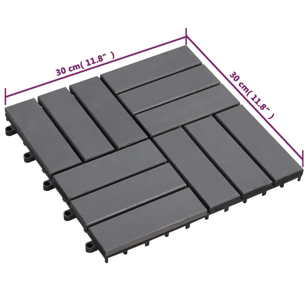 Decking Tiles 10 pcs Grey Wash 30x30 cm Solid Acacia Wood 46587