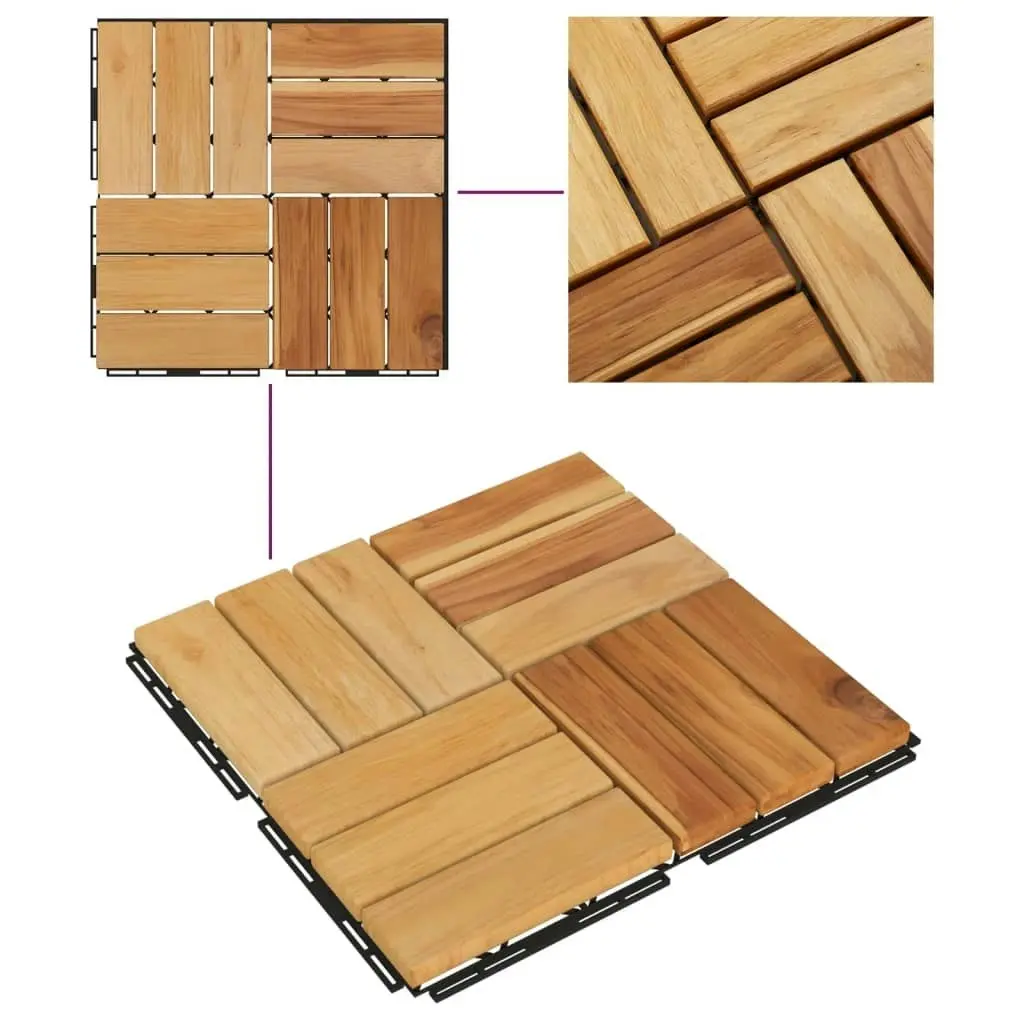 Decking Tiles 20 pcs 30x30 cm Solid Wood Teak 3152104