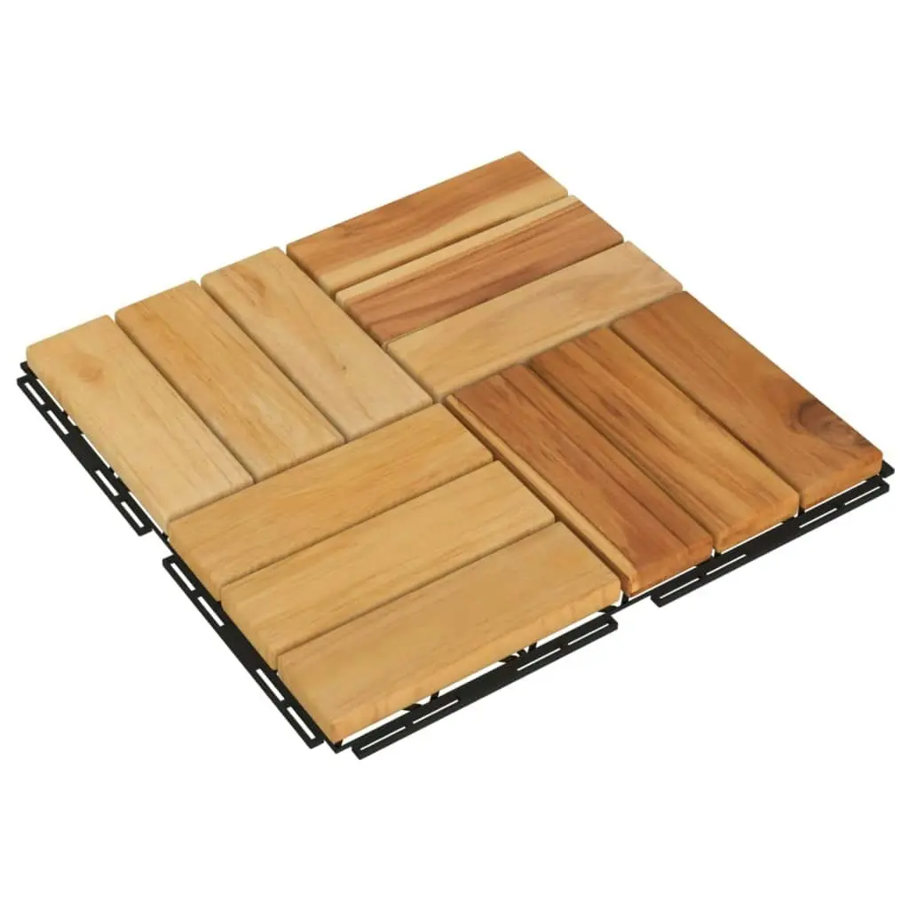 Decking Tiles 10 pcs 30x30 cm Solid Wood Teak 319982