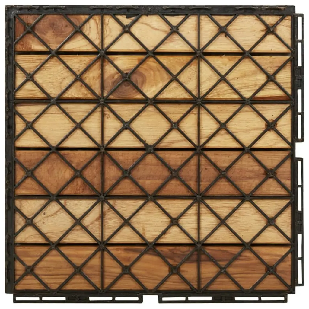 Decking Tiles 10 pcs 30x30 cm Solid Wood Teak Vertical Pattern 319981