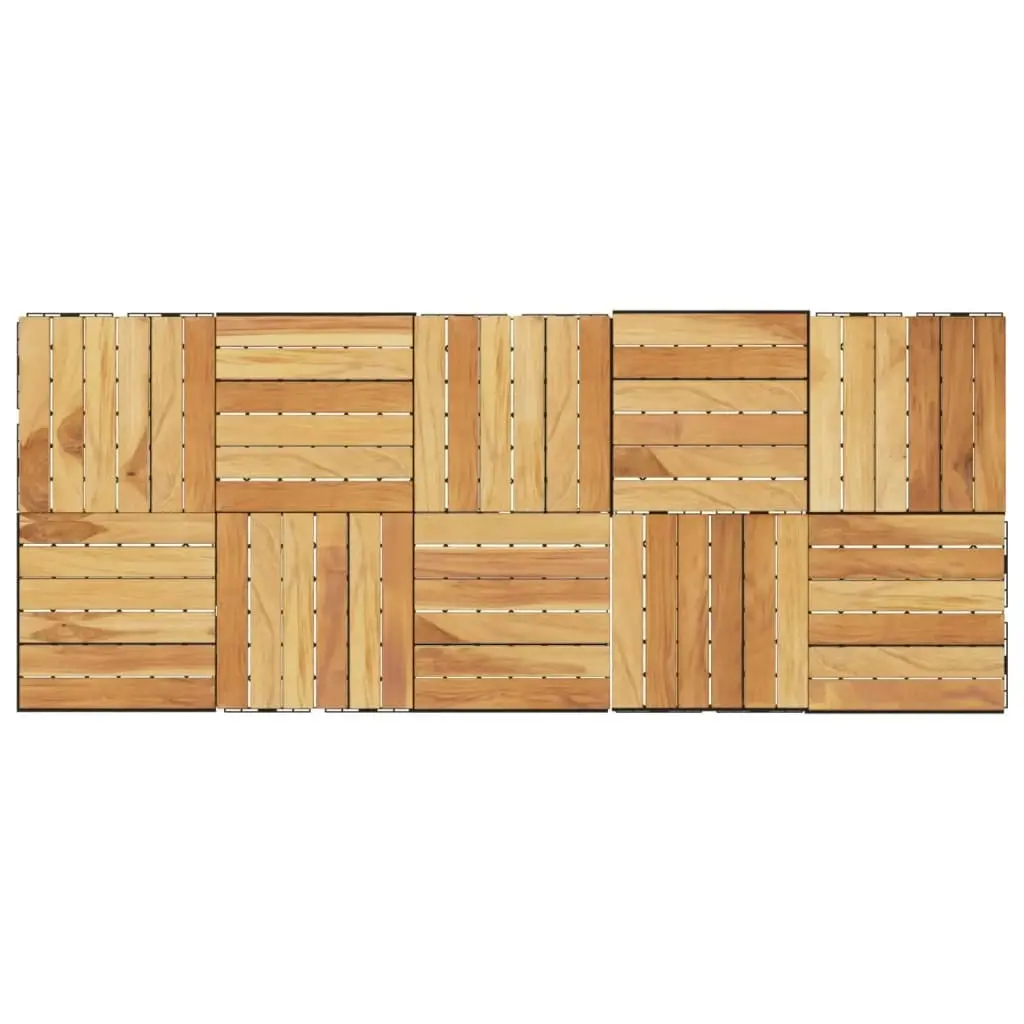 Decking Tiles 10 pcs 30x30 cm Solid Wood Teak Vertical Pattern 319981