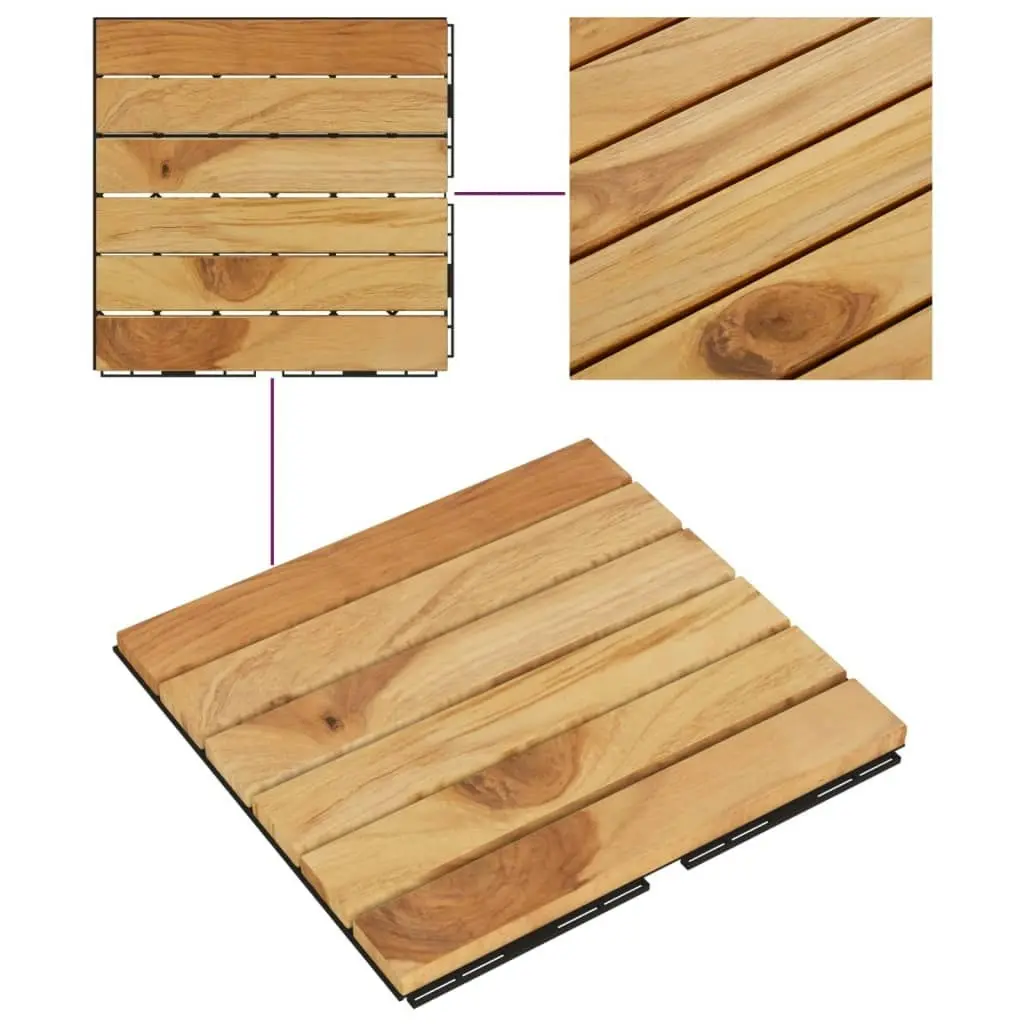 Decking Tiles 10 pcs 30x30 cm Solid Wood Teak Vertical Pattern 319981