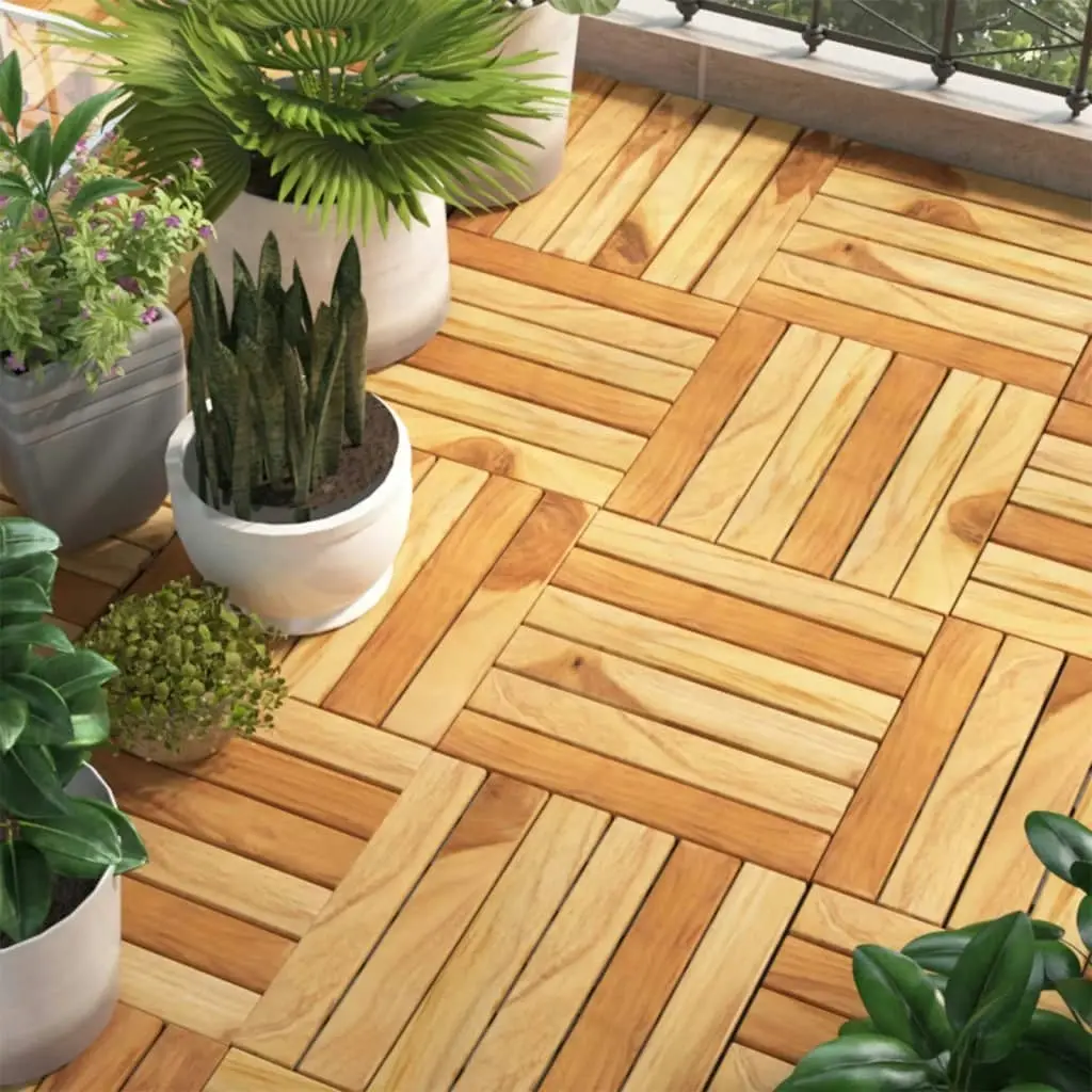 Decking Tiles 30 pcs 30x30 cm Solid Wood Teak Vertical Pattern 3152103