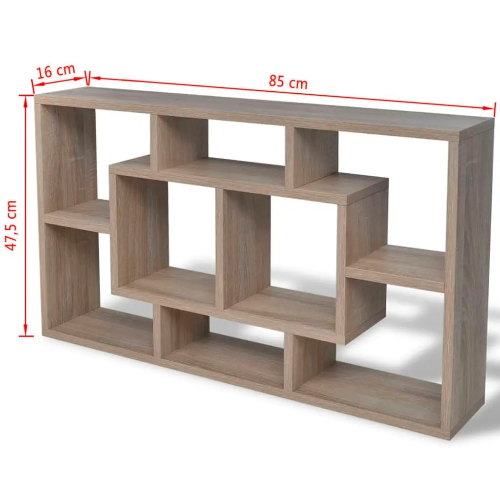 Floating Wall Display Shelf 8 Compartments Oak Colour 242549