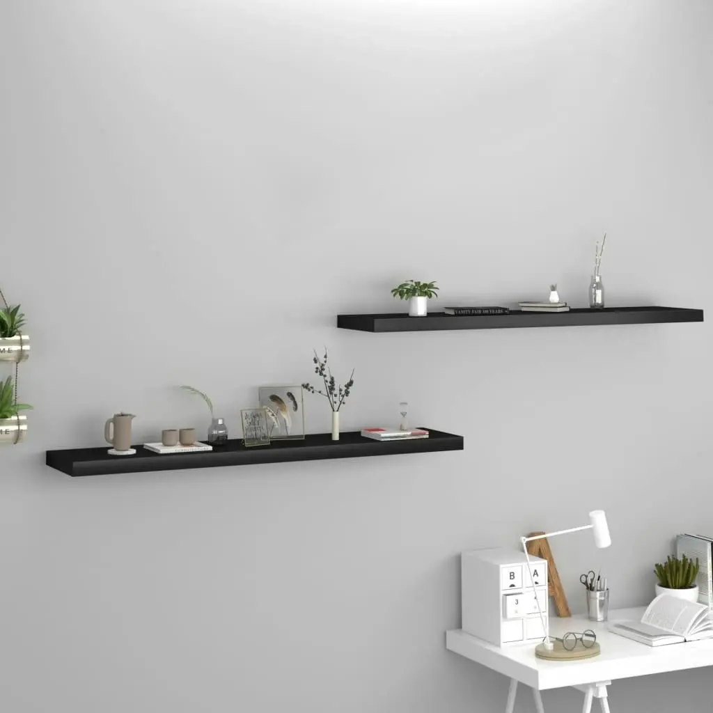 Floating Wall Shelves 2 pcs Black 120x23.5x3.8 cm MDF 323842