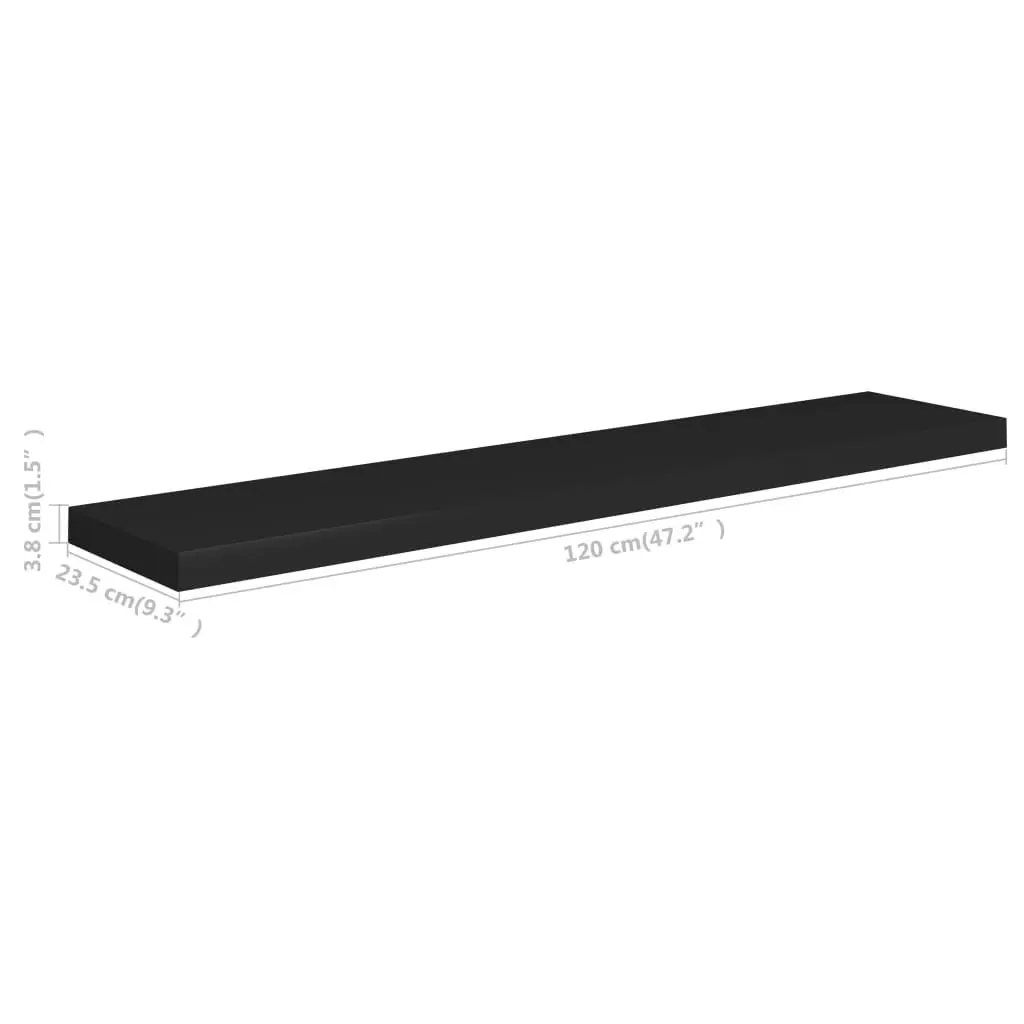 Floating Wall Shelves 2 pcs Black 120x23.5x3.8 cm MDF 323842