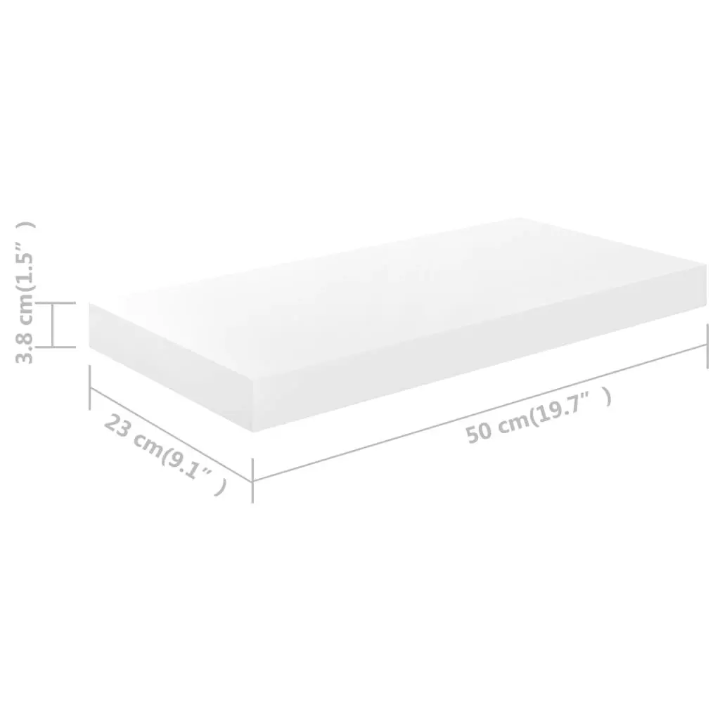 Floating Wall Shelf High Gloss White 50x23x3.8 cm MDF 323745