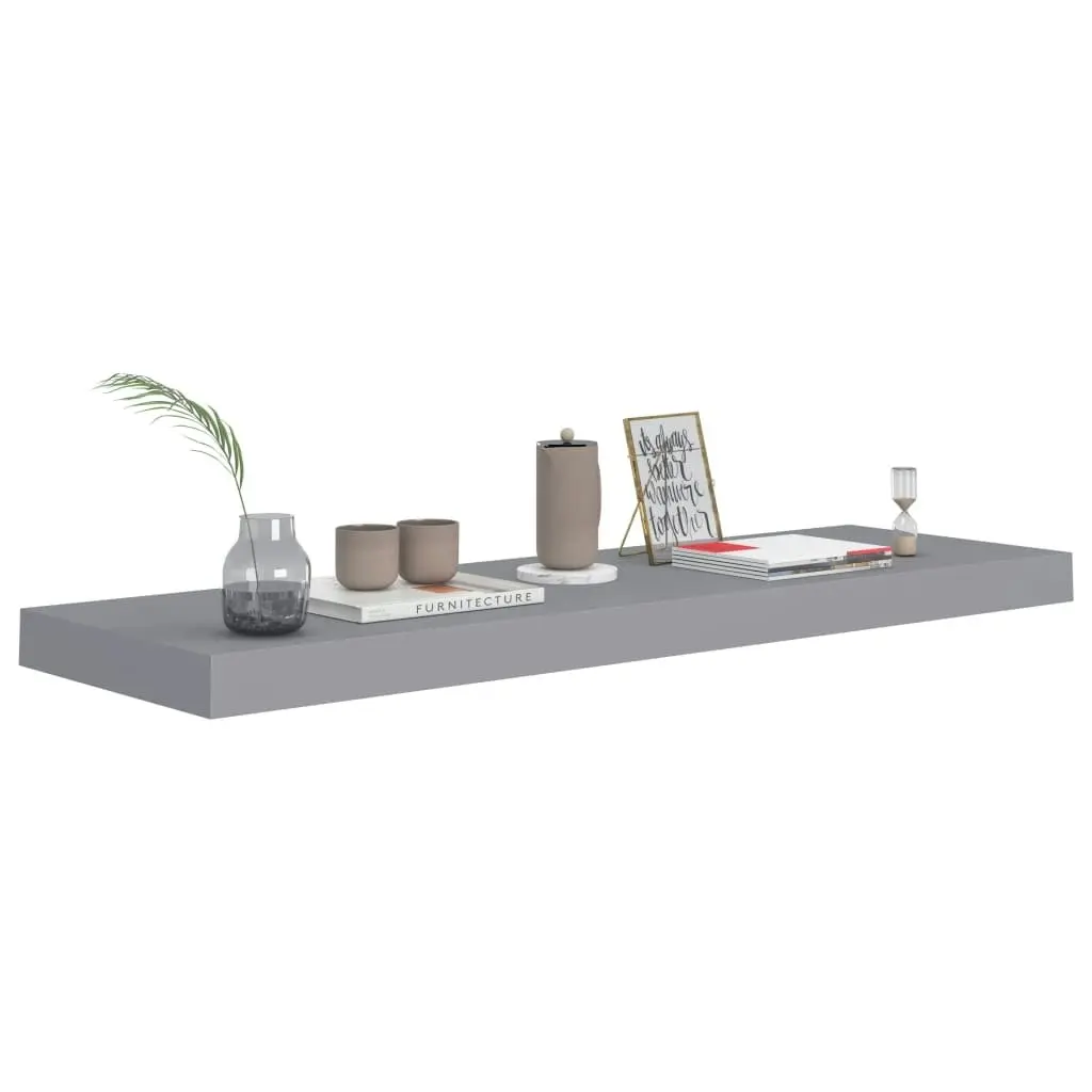 Floating Wall Shelf Grey 80x23.5x3.8 cm MDF 323856