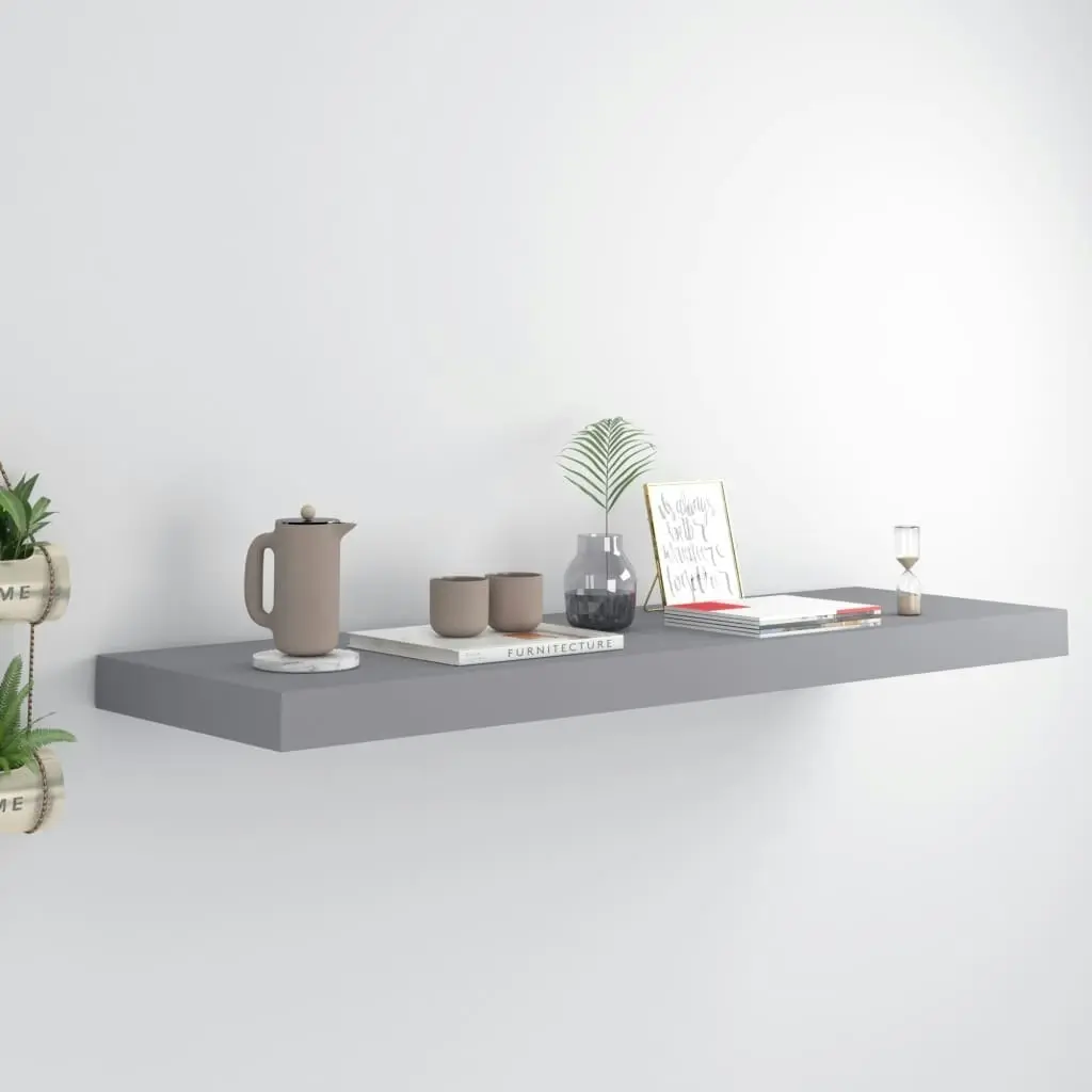 Floating Wall Shelf Grey 80x23.5x3.8 cm MDF 323856