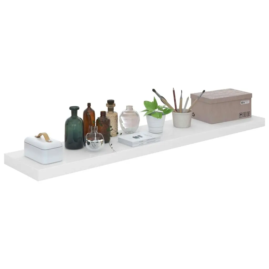 Floating Wall Shelf High Gloss White 120x23.5x3.8 cm MDF 323757