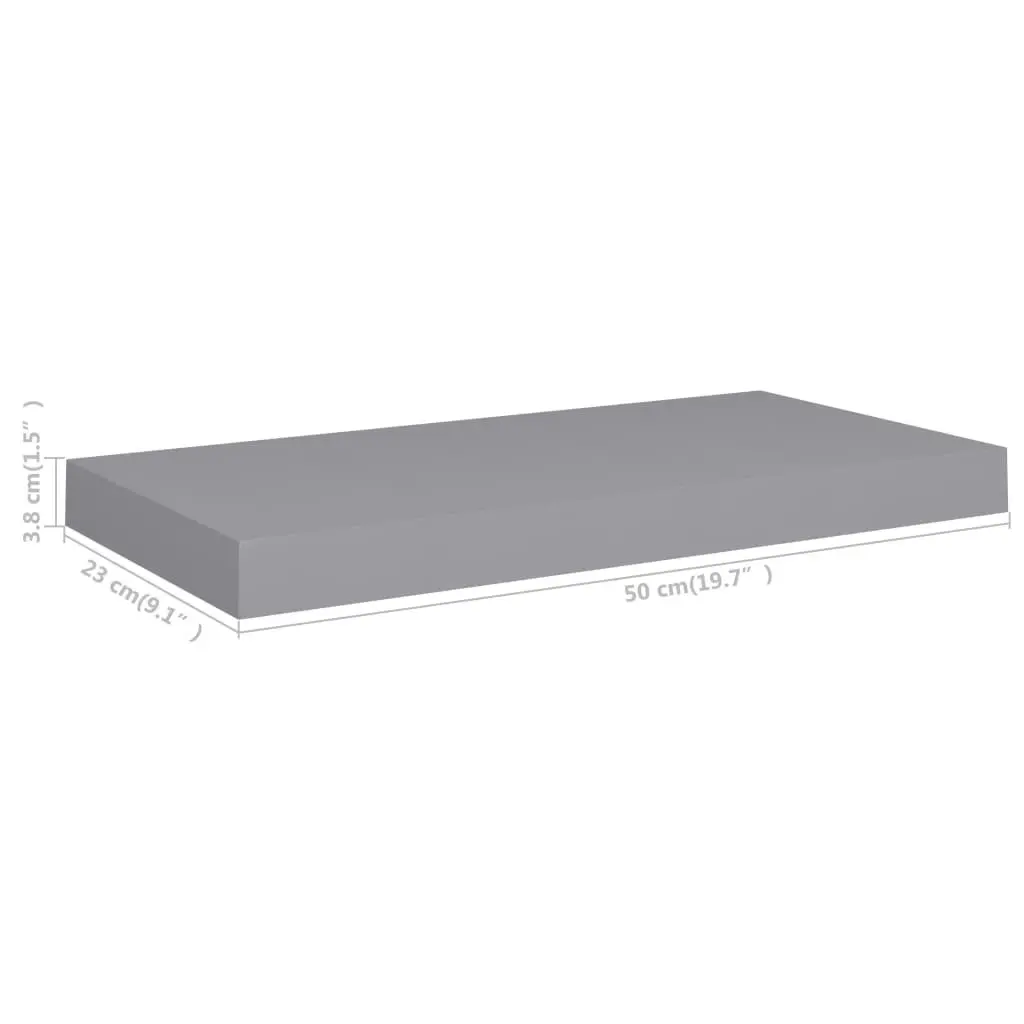 Floating Wall Shelf Grey 50x23x3.8 cm MDF 323850