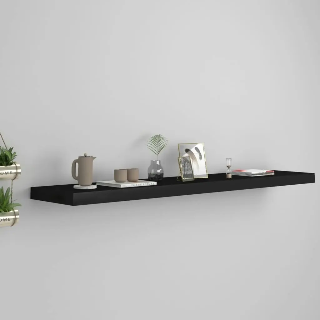 Floating Wall Shelf Black 120x23.5x3.8 cm MDF 323841