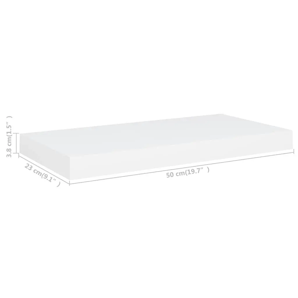 Floating Wall Shelf White 50x23x3.8 cm MDF 323808