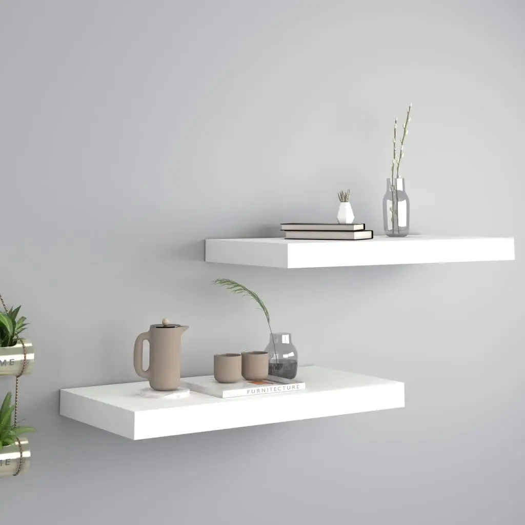 Floating Wall Shelves 2 pcs White 50x23x3.8 cm MDF 323809