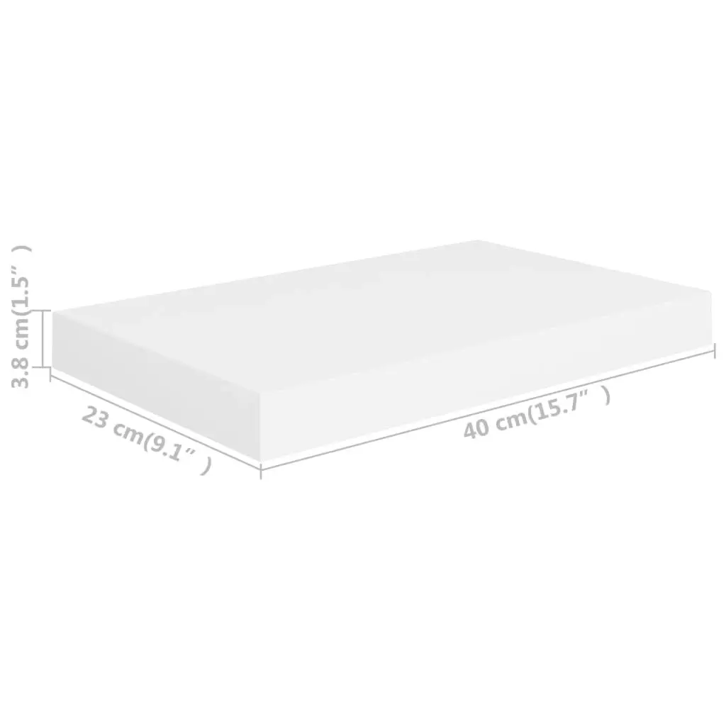 Floating Wall Shelf White 40x23x3.8 cm MDF 323805