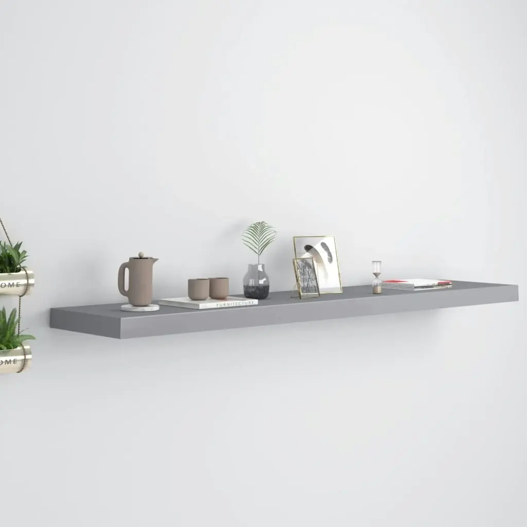 Floating Wall Shelf Grey 120x23.5x3.8 cm MDF 323862