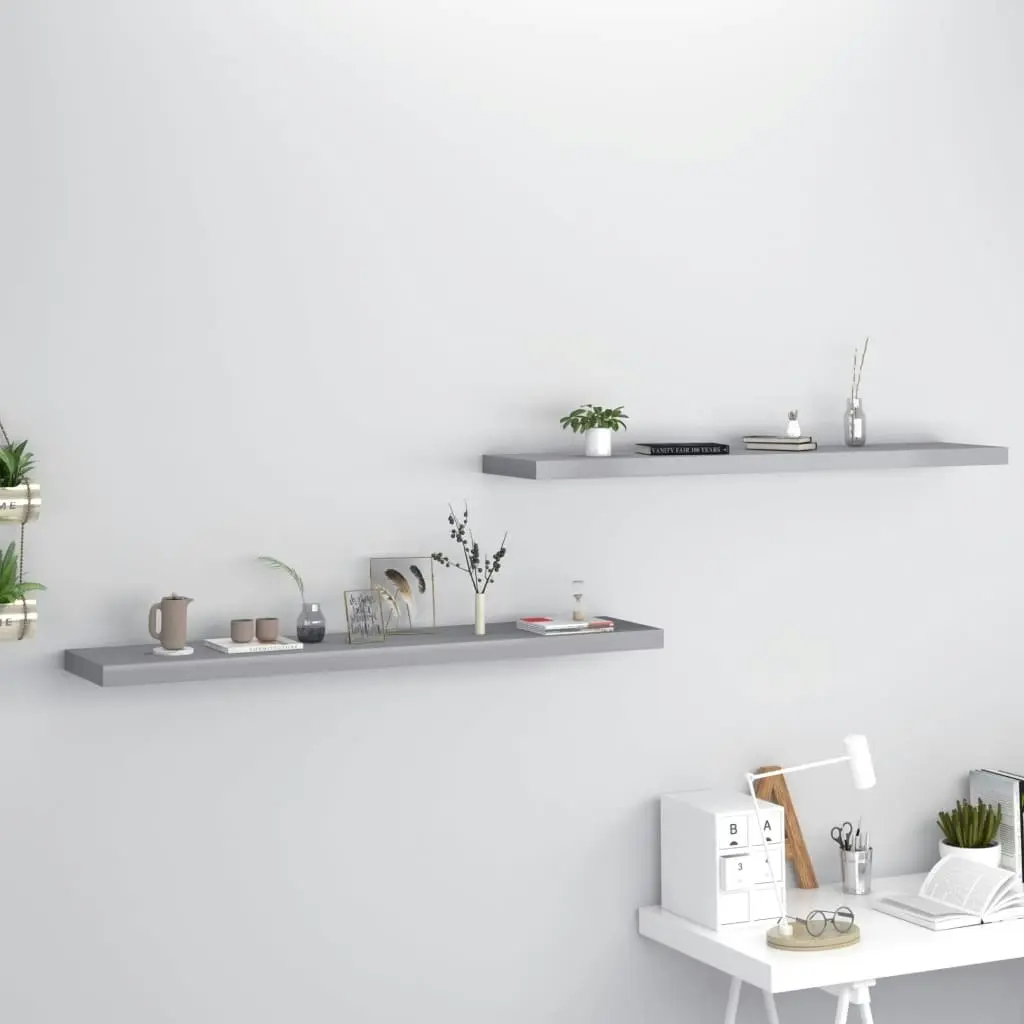 Floating Wall Shelves 2 pcs Grey 120x23.5x3.8 cm MDF 323863