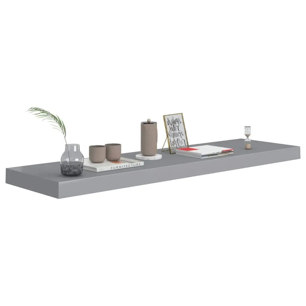 Floating Wall Shelves 2 pcs Grey 90x23.5x3.8 cm MDF 323860