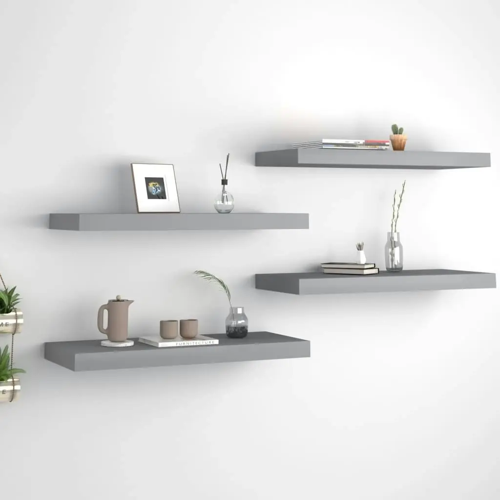 Floating Wall Shelves 4 pcs Grey 60x23.5x3.8 cm MDF 323855