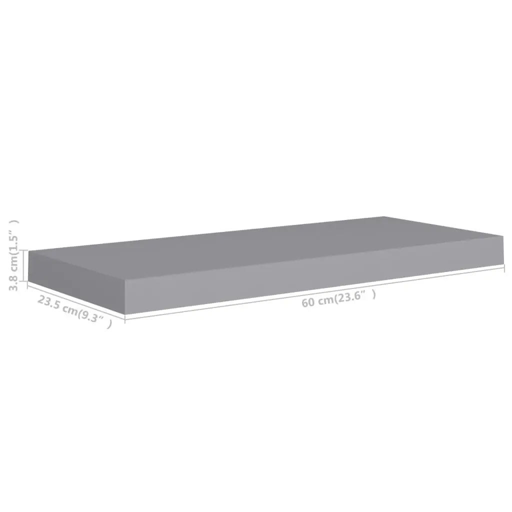 Floating Wall Shelves 4 pcs Grey 60x23.5x3.8 cm MDF 323855