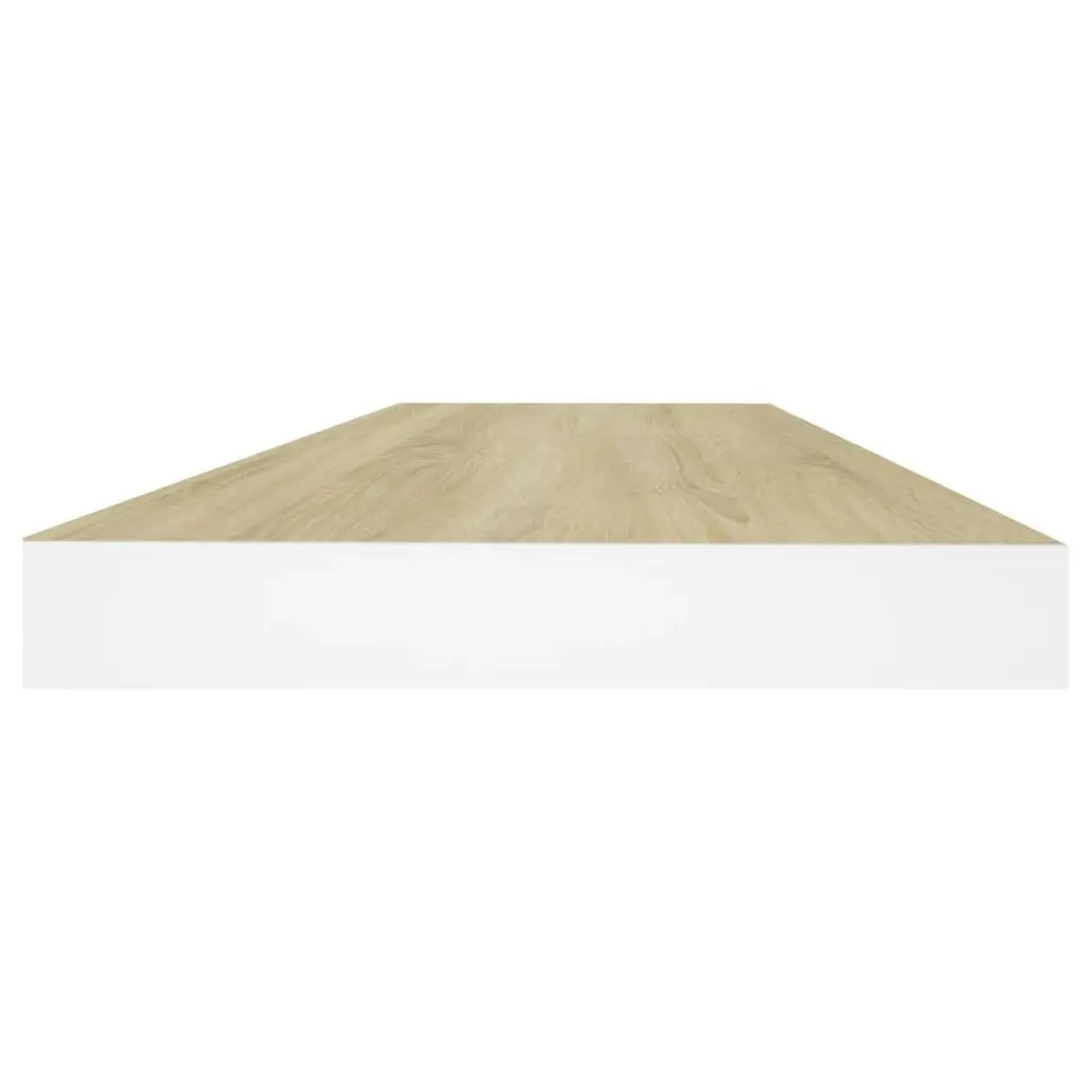 Floating Wall Shelf Oak and White 60x23.5x3.8 cm MDF 326576