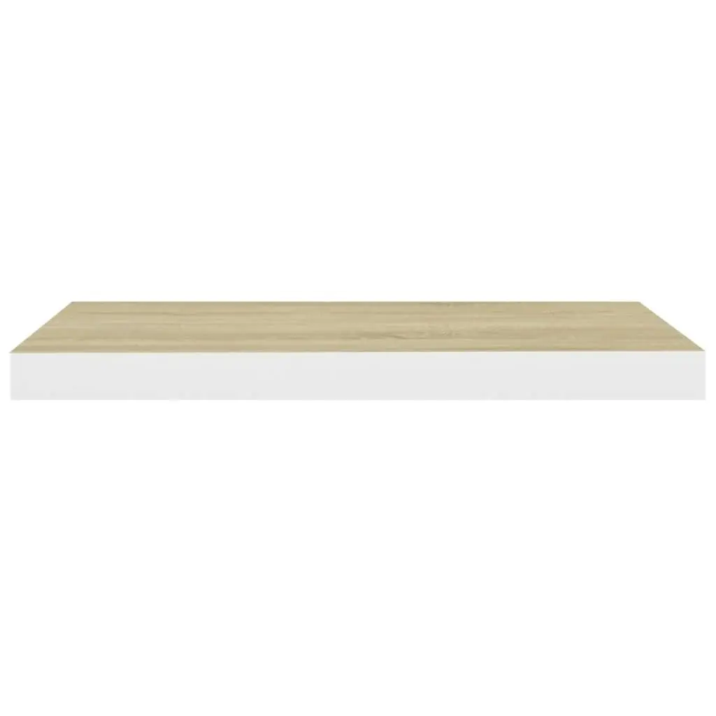 Floating Wall Shelf Oak and White 60x23.5x3.8 cm MDF 326576