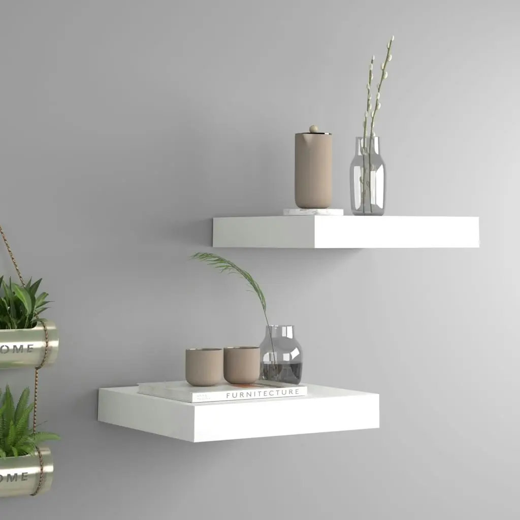 Floating Wall Shelves 2 pcs White 23x23.5x3.8 cm MDF 323803