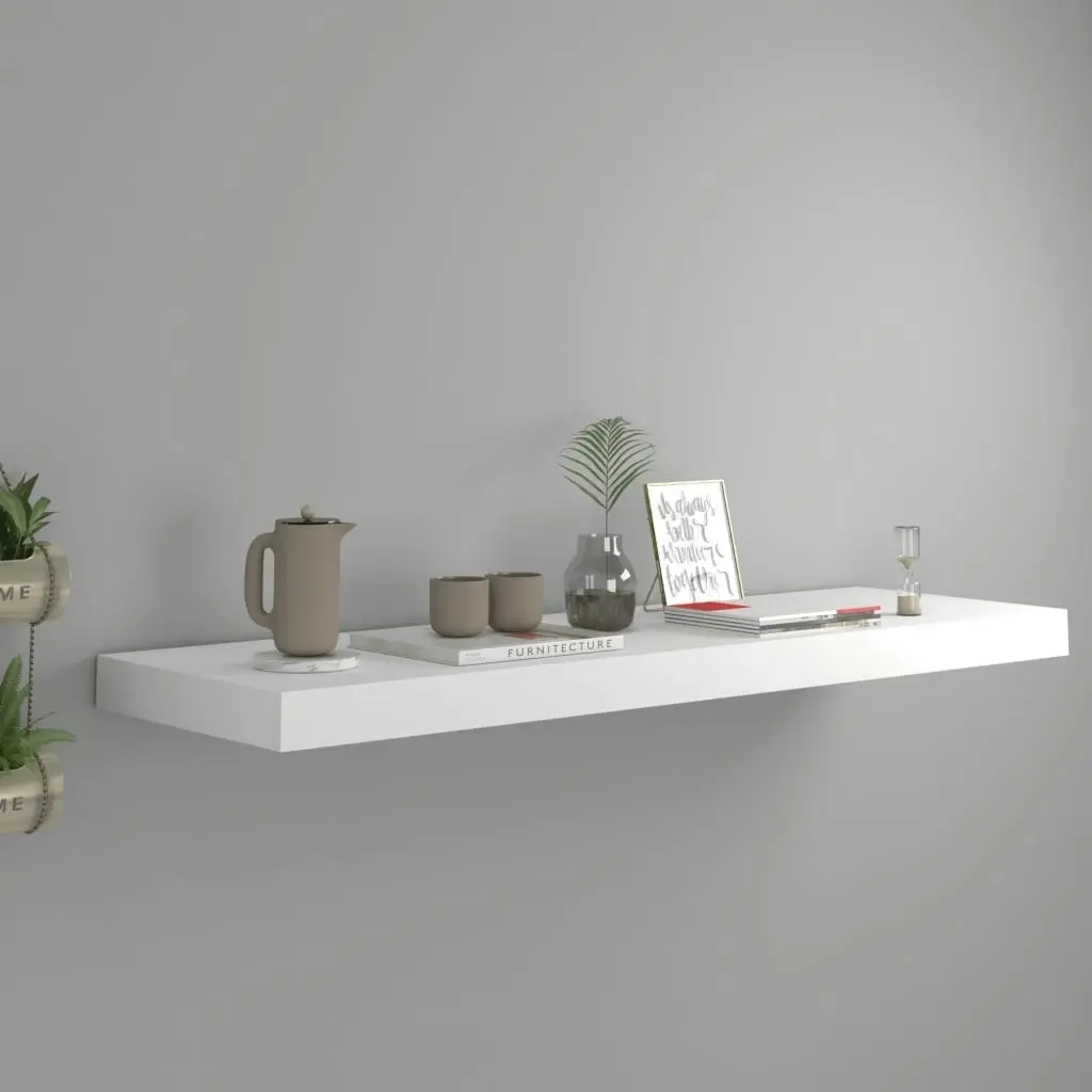 Floating Wall Shelf White 80x23.5x3.8 cm MDF 323814