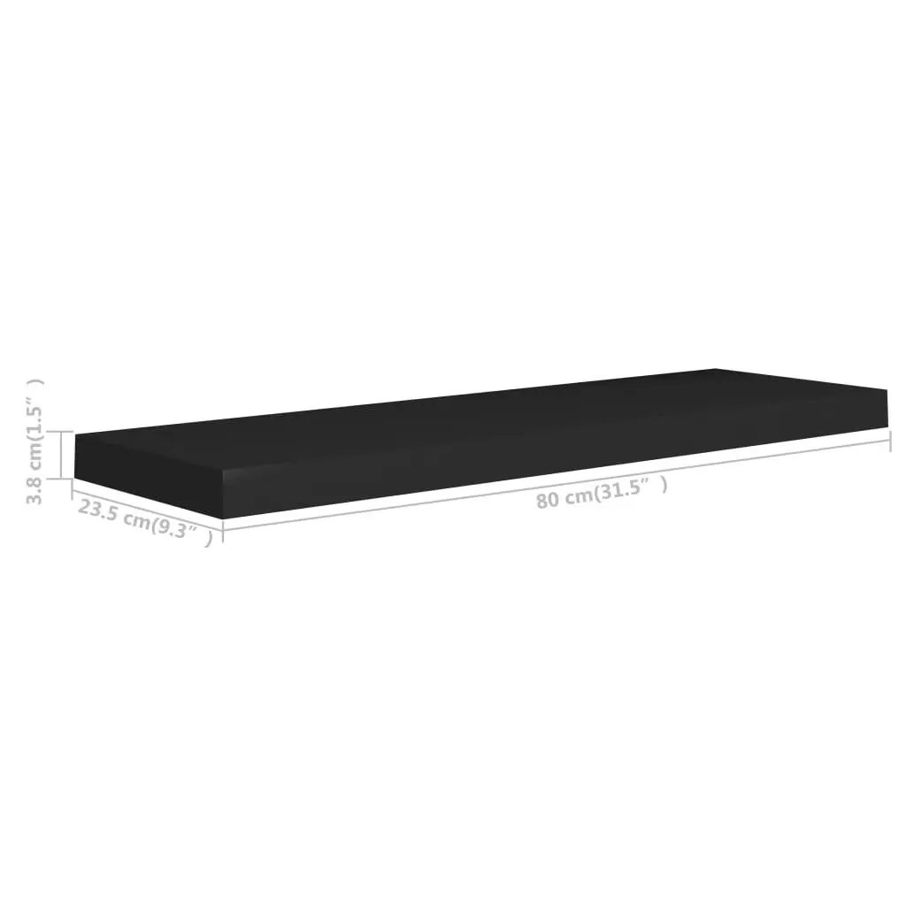 Floating Wall Shelves 2 pcs Black 80x23.5x3.8 cm MDF 323836