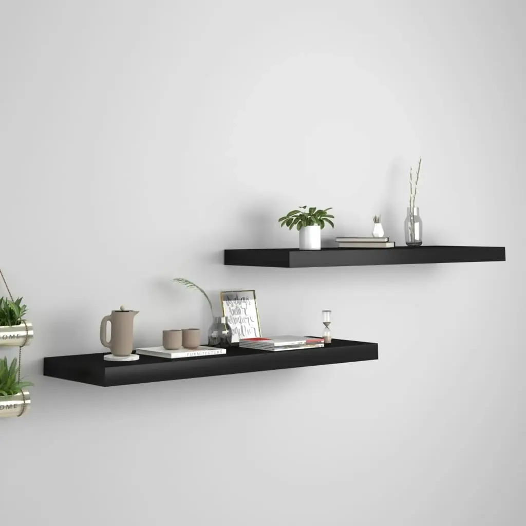 Floating Wall Shelves 2 pcs Black 80x23.5x3.8 cm MDF 323836