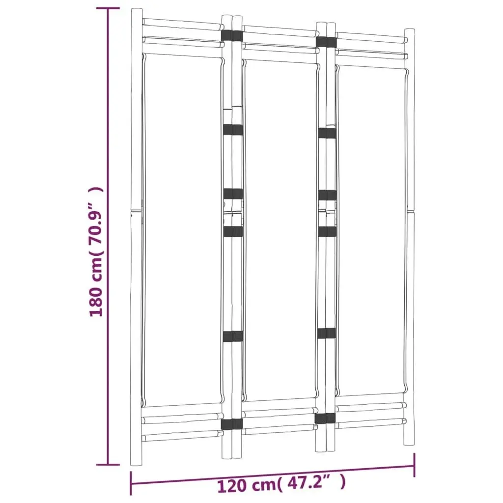 Folding 3-Panel Room Divider 120 cm Bamboo and Canvas 350623