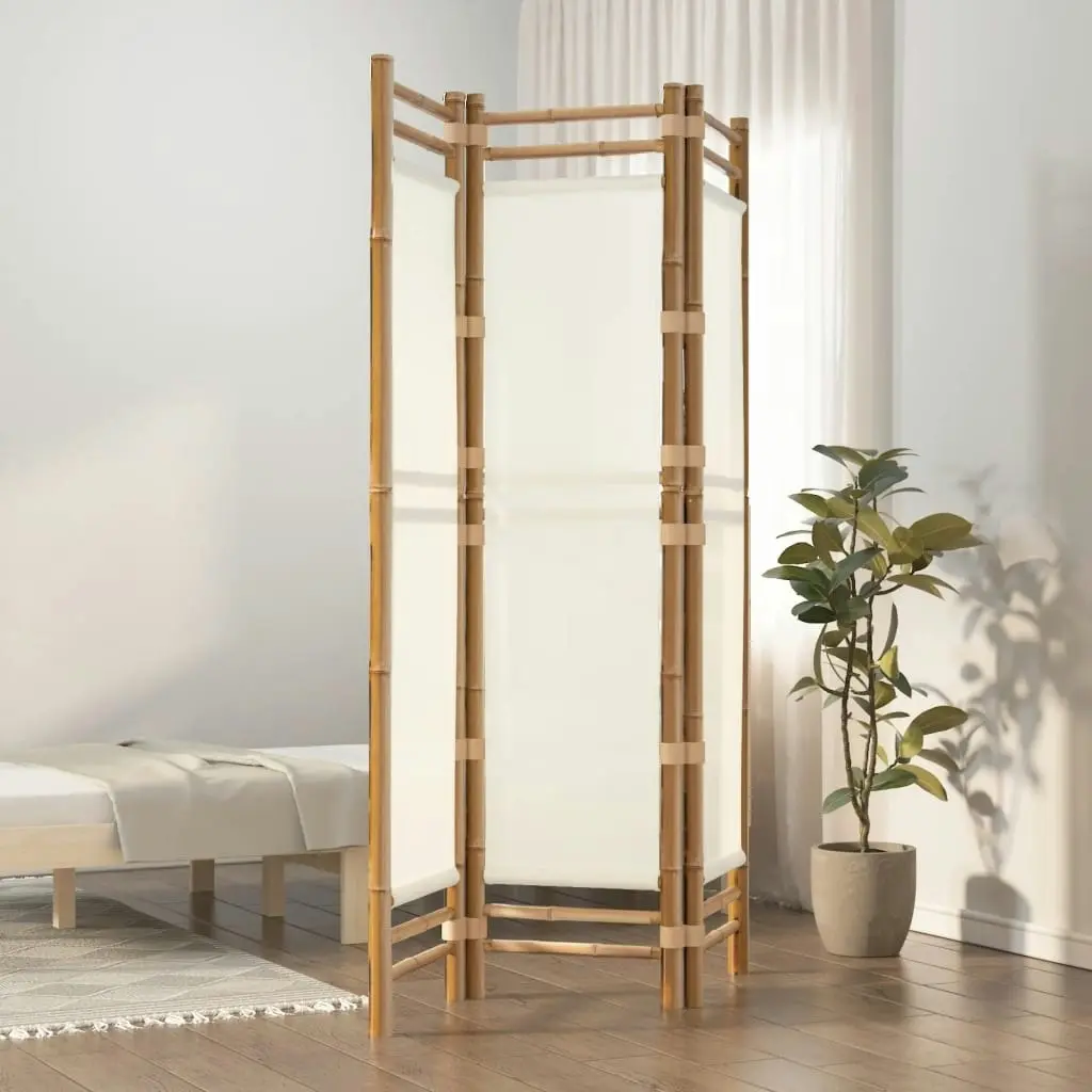 Folding 3-Panel Room Divider 120 cm Bamboo and Canvas 350623